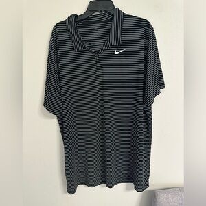 Nike Dri-FIT Striped Golf Polo Black White XXL Performance Shirt